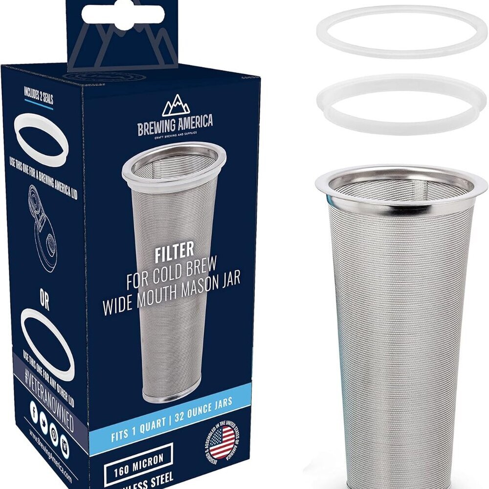 Cold Brew Filter for Mason Jar Wide Mouth Coffee Maker, UPGRADED Stainless Steel